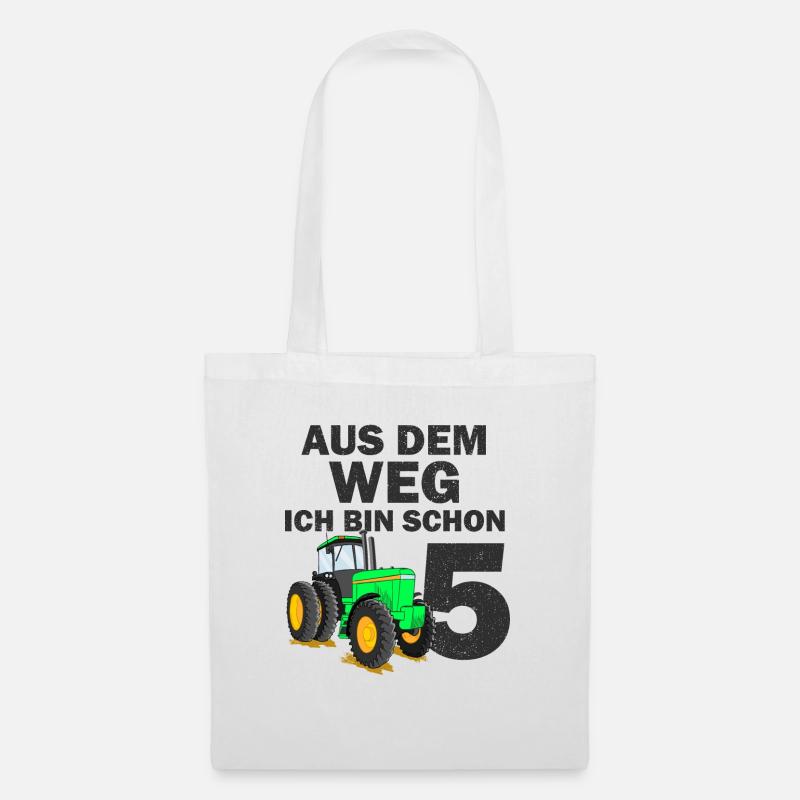5. Geburtstag Traktor - Stoffbeutel - Weiß