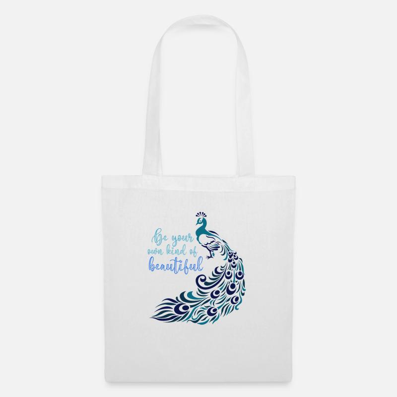 Pfau - Stoffbeutel - Weiß