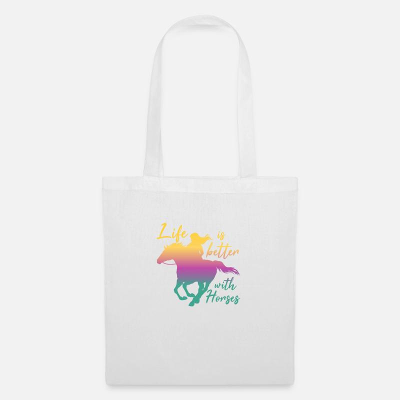 Life is better with horses - Stoffbeutel - Weiß