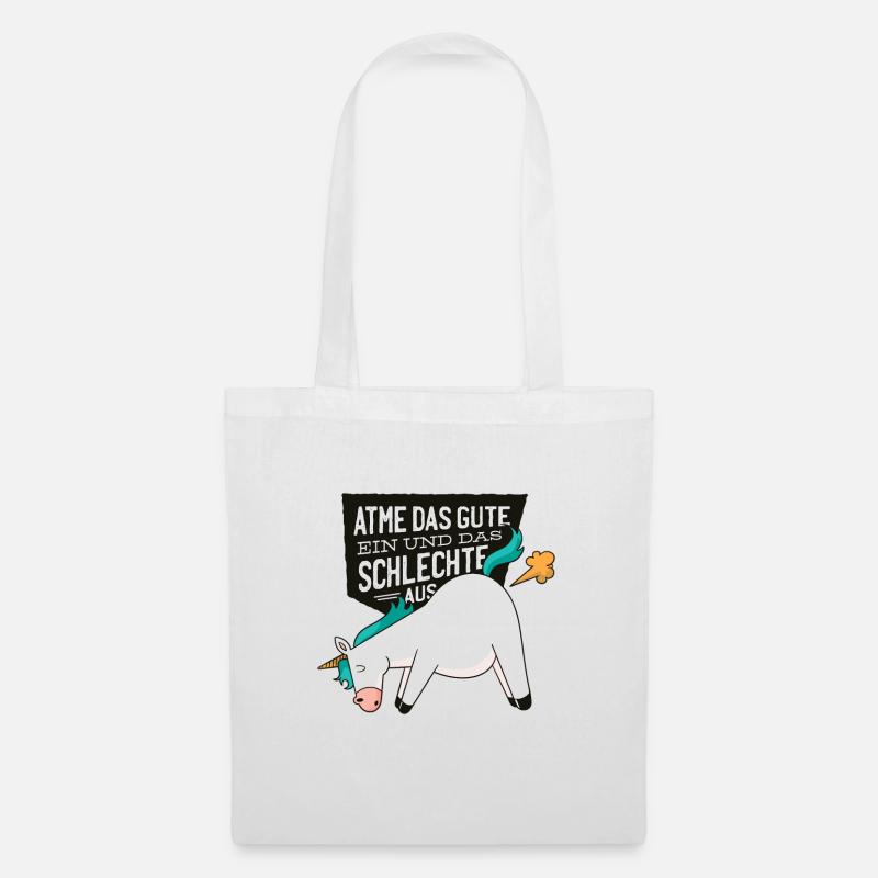 Einhorn Atme das gute ein und das schlechte aus - Stoffbeutel - Weiß