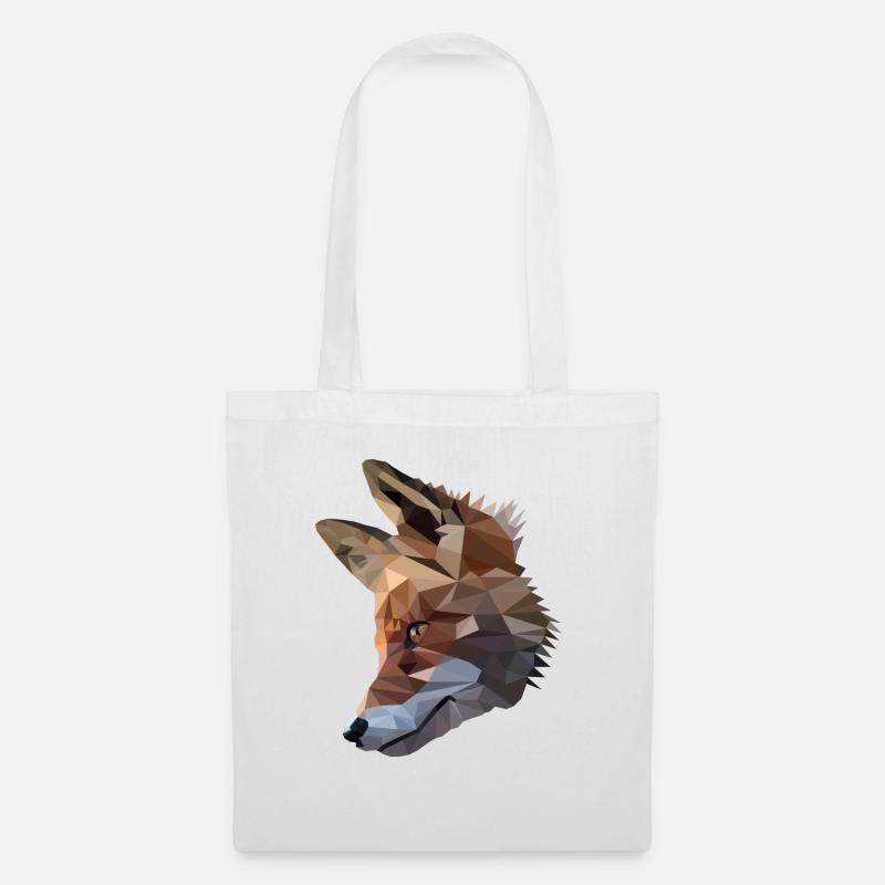 Fox head polygon fox - Tote Bag - white