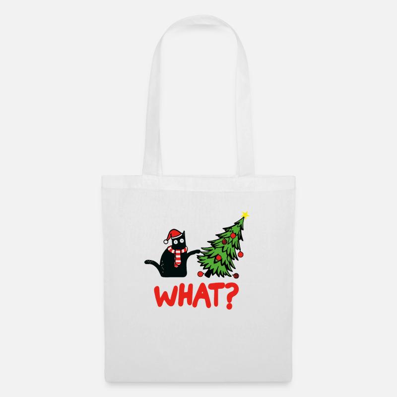 Weihnachtskatze What Weihnachtsbaum Kätzchen - Stoffbeutel - Weiß