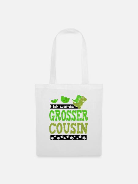 Ich bin bald grosser Cousin - werde großer Cousin - Stoffbeutel - Weiß