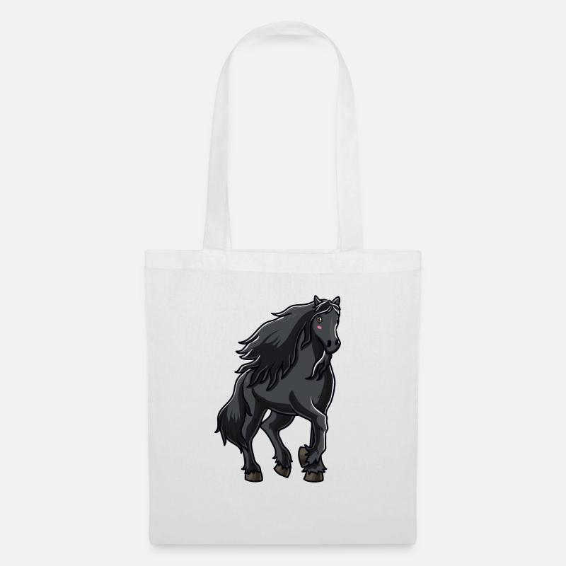 Friesenpferd Pferdeliebhaber Geschenk - Stoffbeutel - Weiß