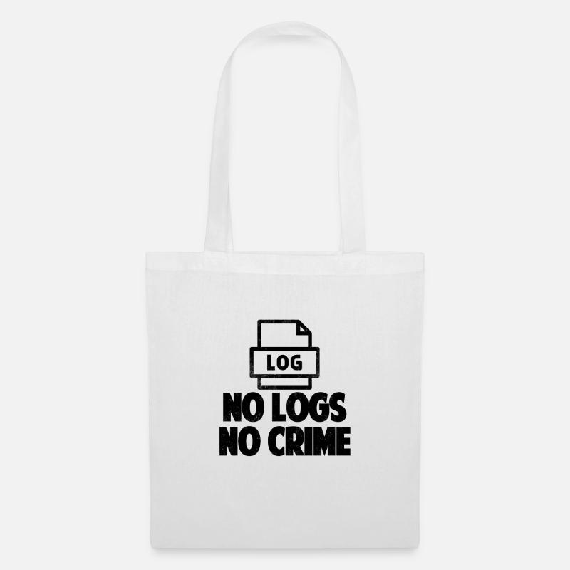 No Logs No Crime Hacking Gift Hacker tshirt - Tote Bag - white