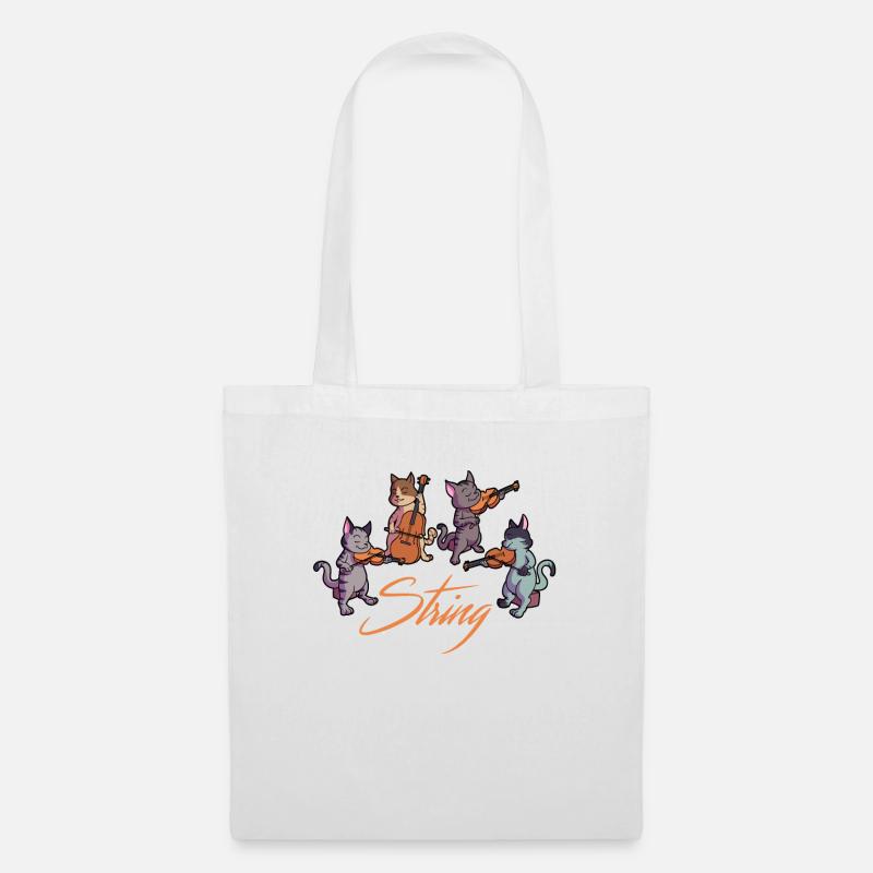String Purrtet Katze spielen Violin Cello Kitty Clas - Stoffbeutel - Weiß