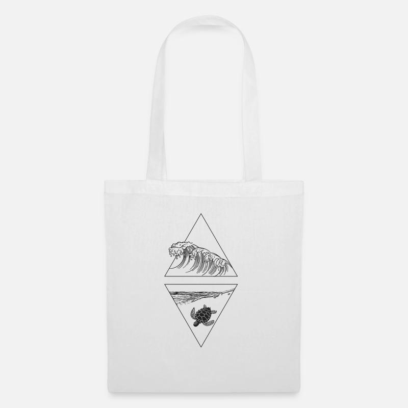 Triangle Wave Turtle - Tote Bag - white