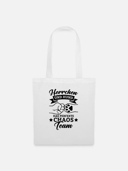 Herrchen hund perfekte chaos team Spruch Geschenk - Stoffbeutel - Weiß