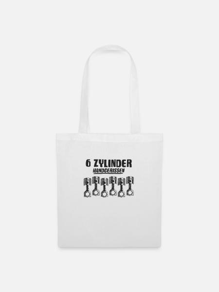 6 Zylinder handgerissen Autotuning Motor Shirt - Stoffbeutel - Weiß