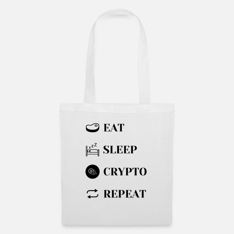 EAT SLEEP KRYPTO REPEAT! Geschenk Krypto Idee - Stoffbeutel - Weiß