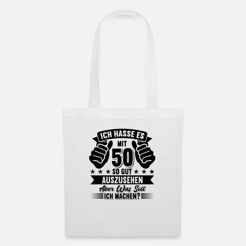 50. Geburtstag - Stoffbeutel - Weiß