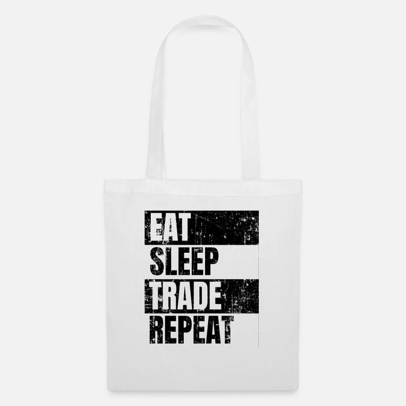 Eat Sleep Trade Repeat Distressed - Stoffbeutel - Weiß