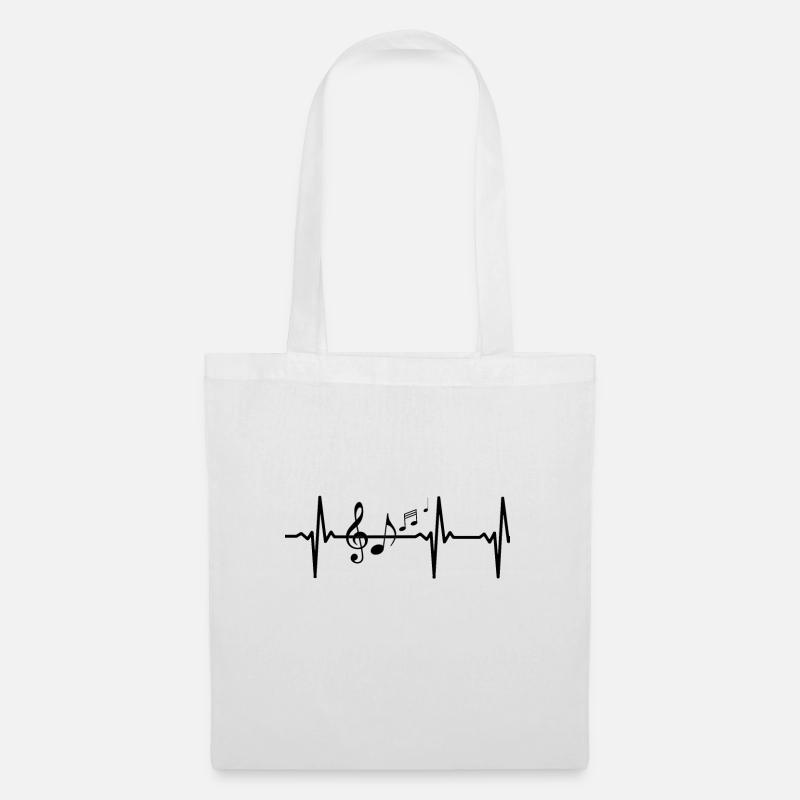 Notes musicales - Sac en tissu - blanc