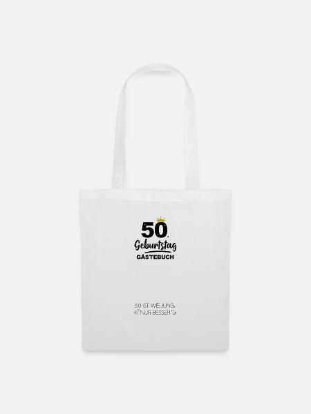 50. Geburtstag Gästebuch Geschenk - Stoffbeutel - Weiß