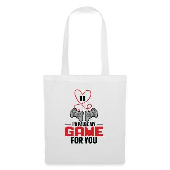 I'd Pause My Game For You Valentinstag Gaming - Stoffbeutel - Weiß - Vorne