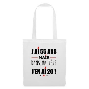 Pas 55 ans anniversaire, cadeau d'anniversaire - Sac en tissu - blanc - Devant