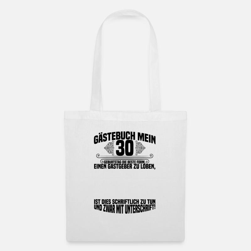 Gästebuch 30. Geburtstag Geschenk - Stoffbeutel - Weiß