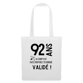 92 ans au compteur avec un contrôle technique vali - Sac en tissu - blanc - Devant