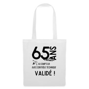 65 ans au compteur avec un contrôle technique vali - Sac en tissu - blanc - Devant