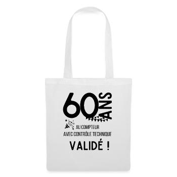60 ans au compteur avec contrôle technique validé - Sac en tissu - blanc - Devant