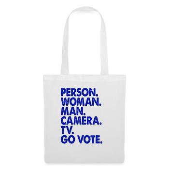Person Woman Man Camera TV Go Vote - Tote Bag - white - Front