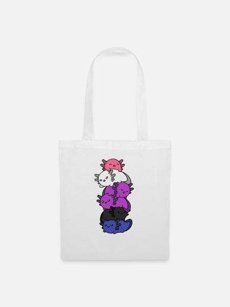 Kawaii Axolotl Haufen Genderfluid Stolz - Stoffbeutel - Weiß