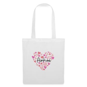 J’aime Ainhoa - des cœurs pour Ainhoa - Sac en tissu - blanc - Devant