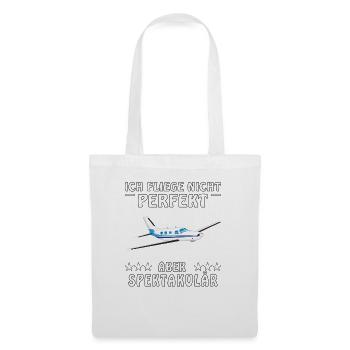 FLUGZEUG ICH FLIEGEE NICHT PERFEKT ABER SPEKTA - Stoffbeutel - Weiß - Vorne