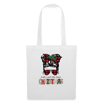 Just A Girl Who Loves Christmas Cute Messy Bun Kid - Tote Bag - white - Front