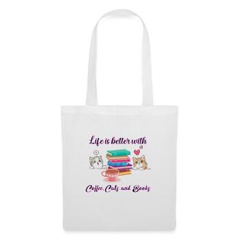 Life Is Better With Coffee, Cats And Books - Tote Bag - white - Front