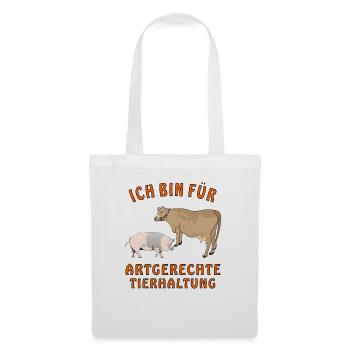 KUH SCHWEIN ICH BIN FÜR ARTGERECHTE TIERHALTUN - Stoffbeutel - Weiß - Vorne