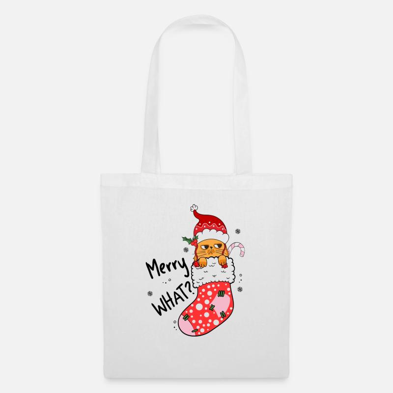 Noël drôle de chat Chat arbre de Noël Chat - Sac en tissu - blanc