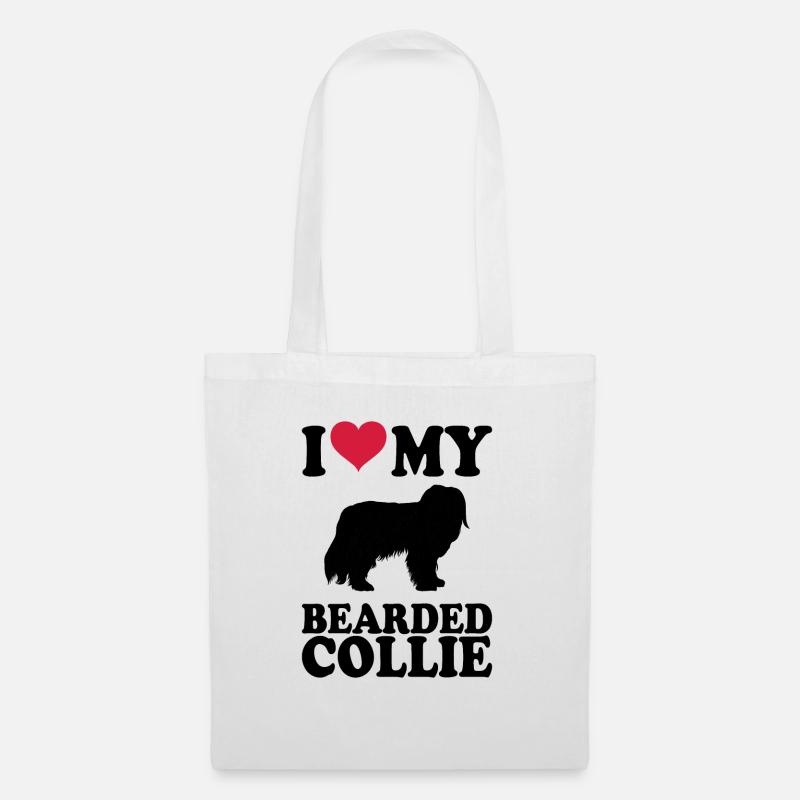 Bearded Collie - Stoffbeutel - Weiß