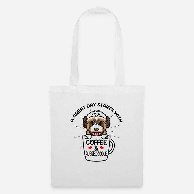 Aussiedoodle Hund - Stoffbeutel - Weiß