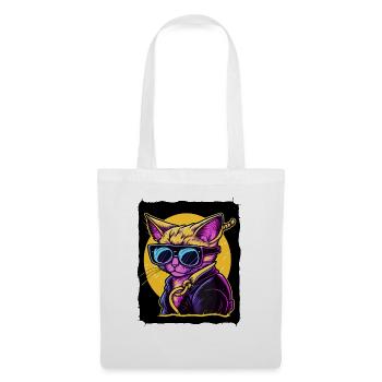 Katze mit Sonnenbrille - Stoffbeutel - Weiß - Vorne