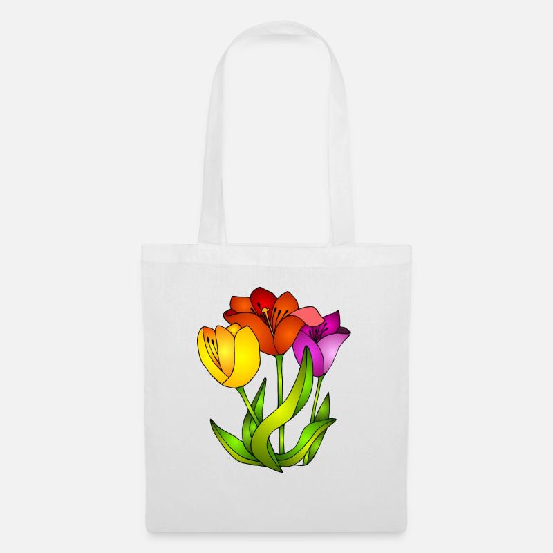 Blumen - Stoffbeutel - Weiß
