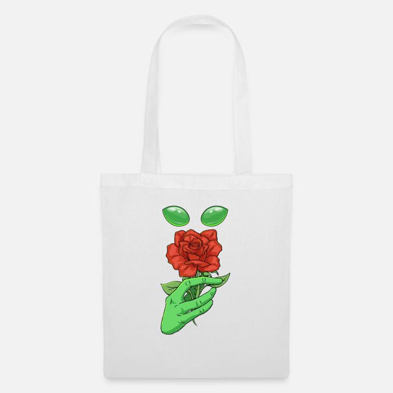 Cryptidcore Aesthetic Red Rose Alien Cryptid - Stoffbeutel - Weiß