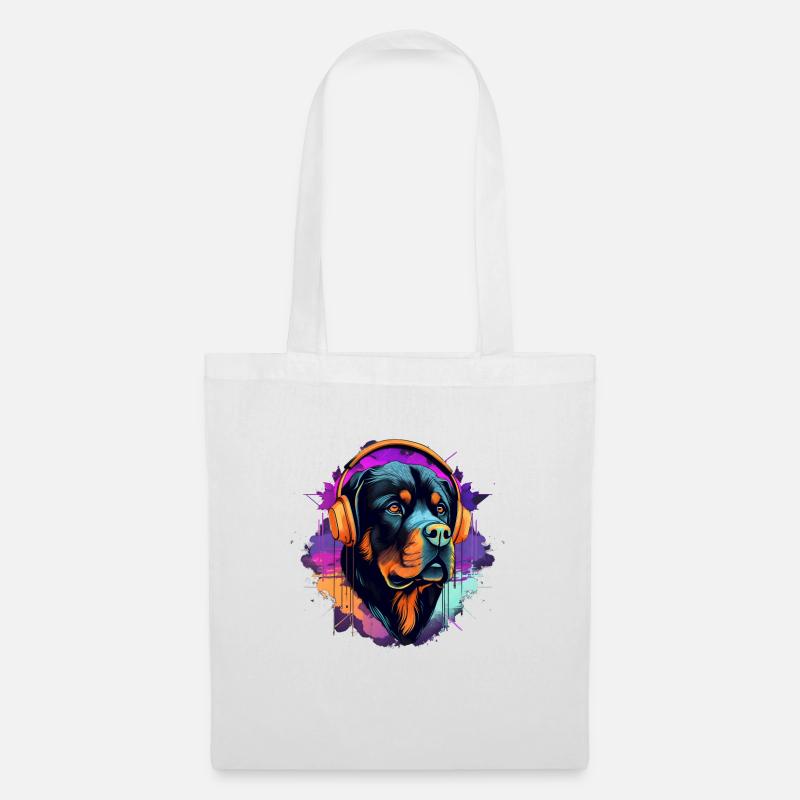 Rottweiler im Synth Wave Style - Stoffbeutel - Weiß