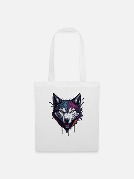 WOLF SPLASH ART DESIGN - Stoffbeutel - Weiß