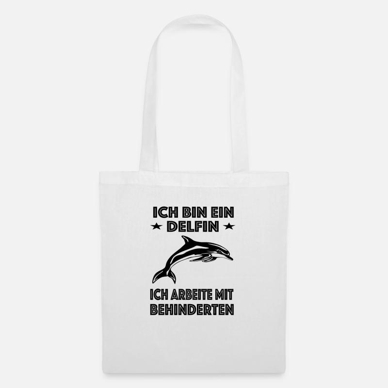 Delfin lustige Sprüche Coole Sprüche Humor - Stoffbeutel - Weiß