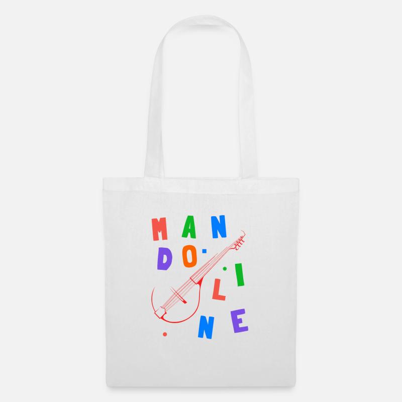 Mandoline - Bunte Buchstaben - Stoffbeutel - Weiß