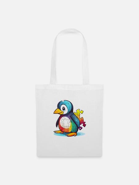 Pinguin Baby Autismus - Stoffbeutel - Weiß
