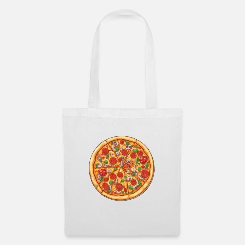 Große leckere Pizza - Stoffbeutel - Weiß
