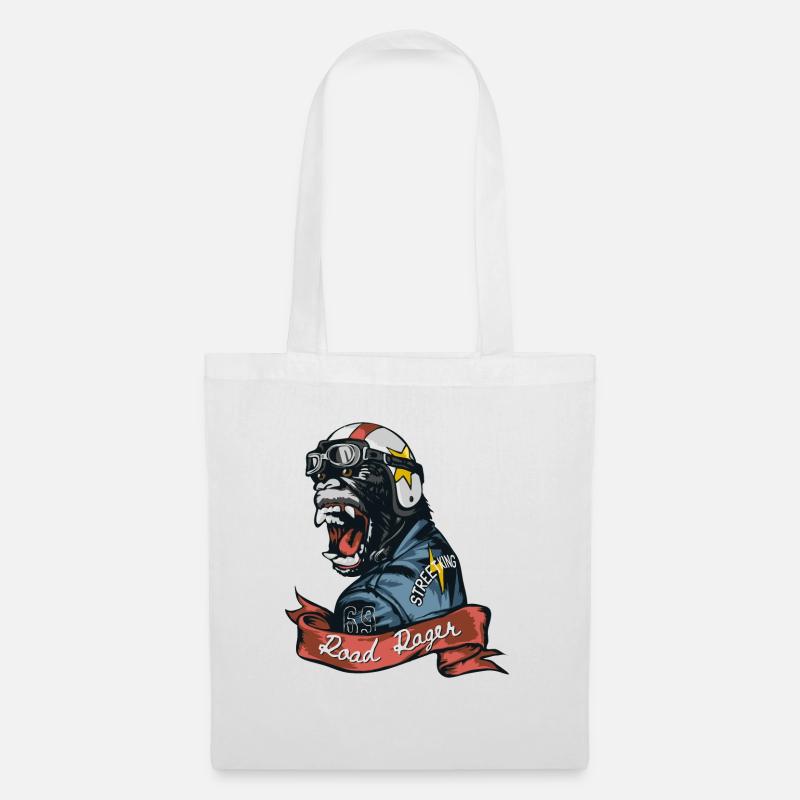 Road-Rager-Slogan mit Gorilla - Stoffbeutel - Weiß