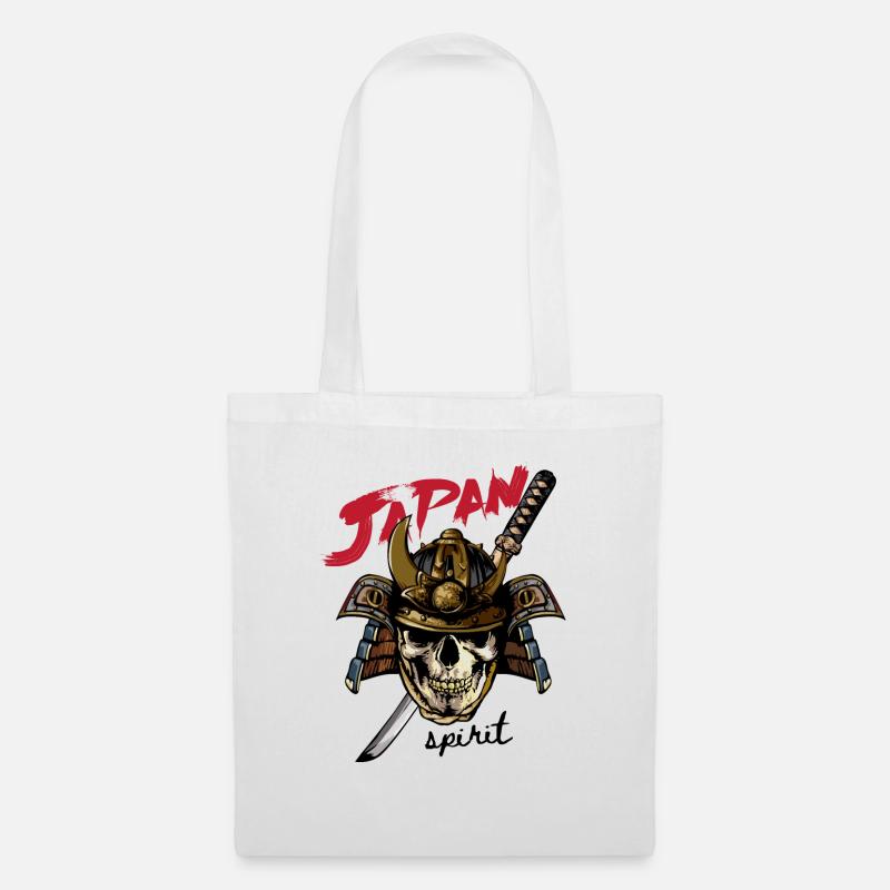 skull in samurai helmet - Tote Bag - white