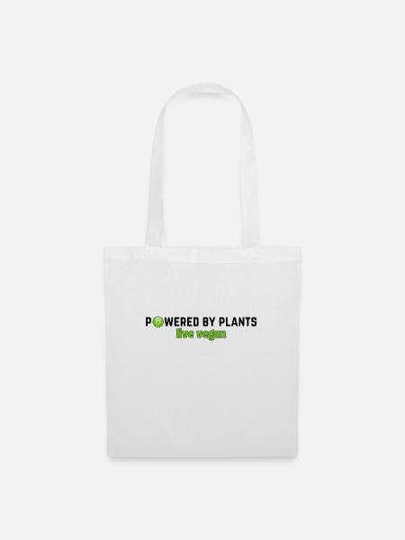 Powered By Plants, Live Vegan, trendiges Statement - Stoffbeutel - Weiß