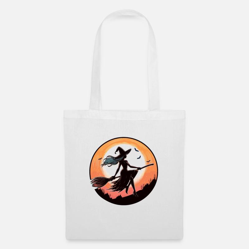 Witch on a broom - Tote Bag - white