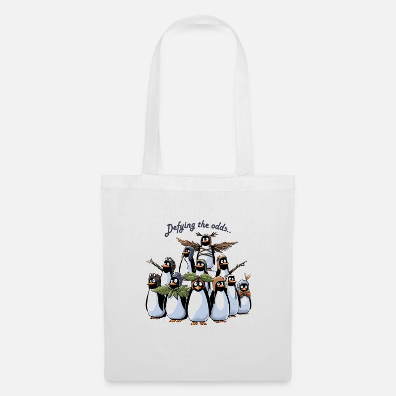 Fliegende Pinguine - Stoffbeutel - Weiß