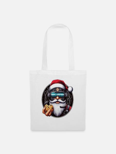 Weihnachtsmann Cyberpunk - Stoffbeutel - Weiß