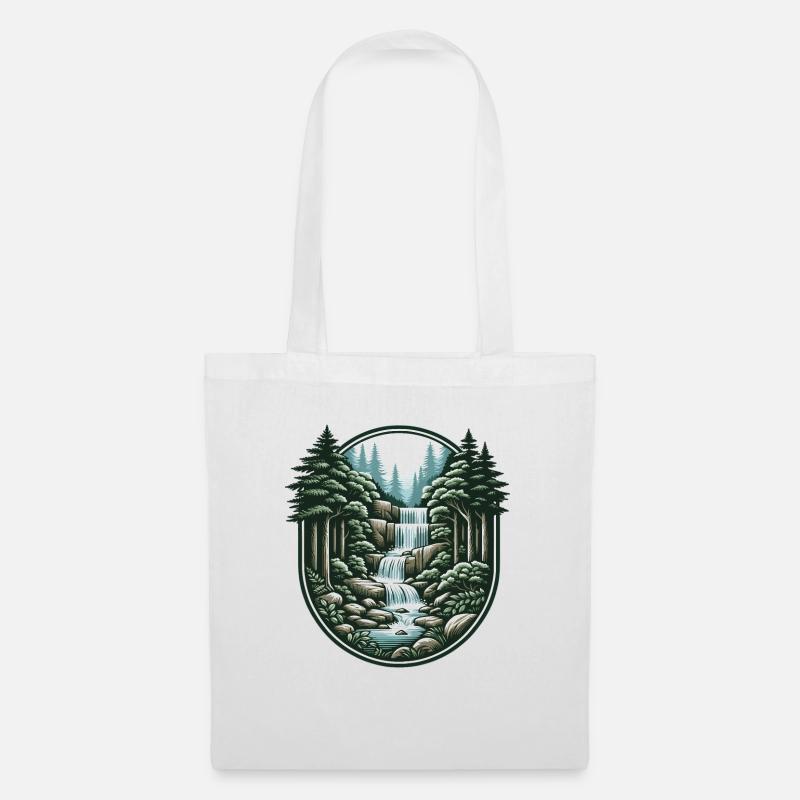 Serene waterfall in the forest - Tote Bag - white